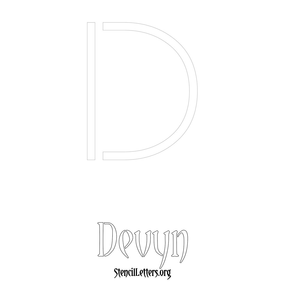 Devyn printable name initial stencil in Simple Elegant Lettering