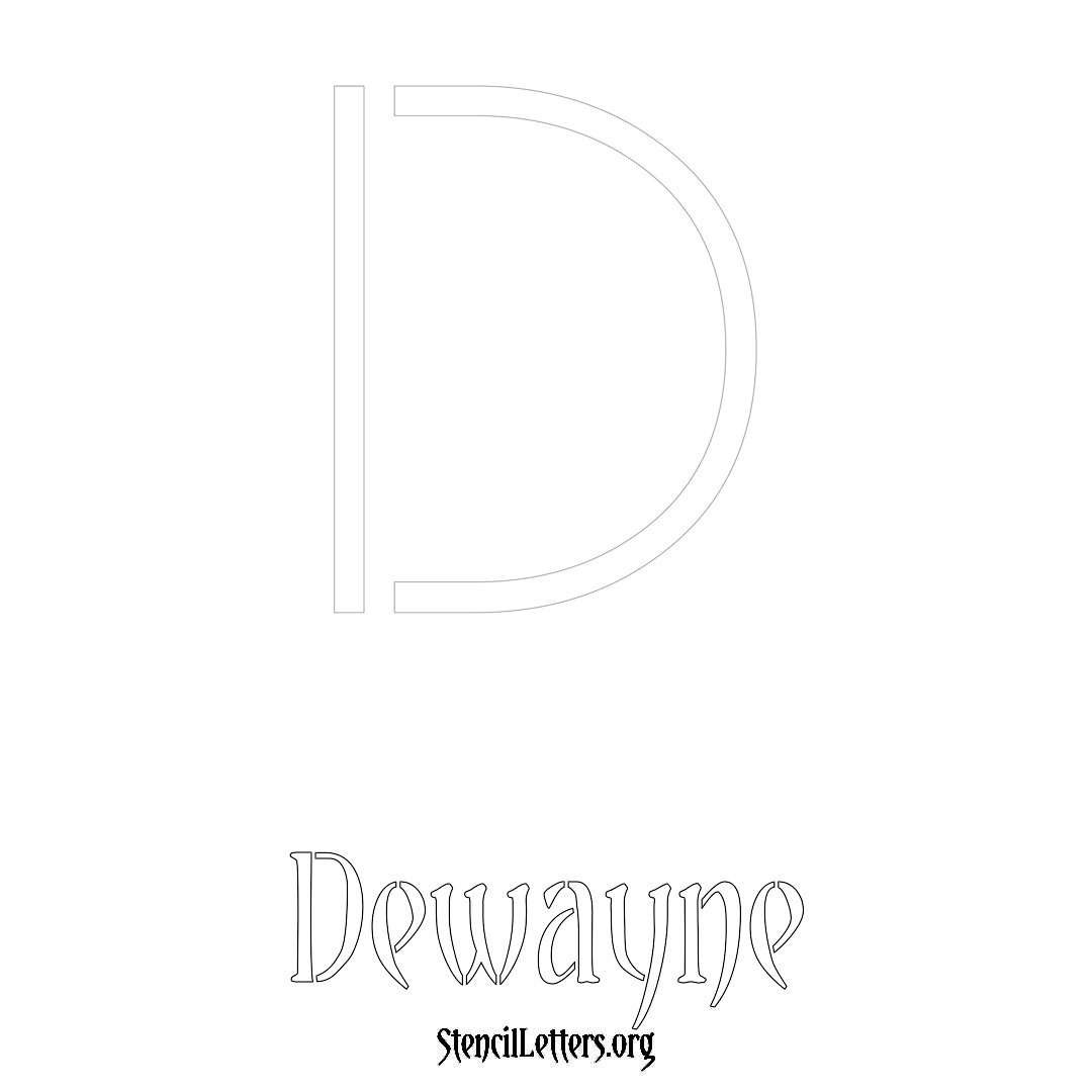 Dewayne printable name initial stencil in Simple Elegant Lettering