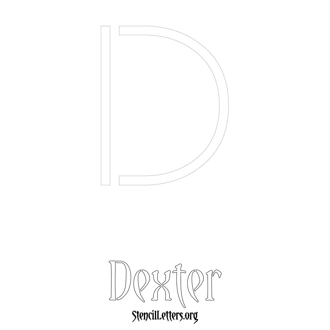Dexter printable name initial stencil in Simple Elegant Lettering