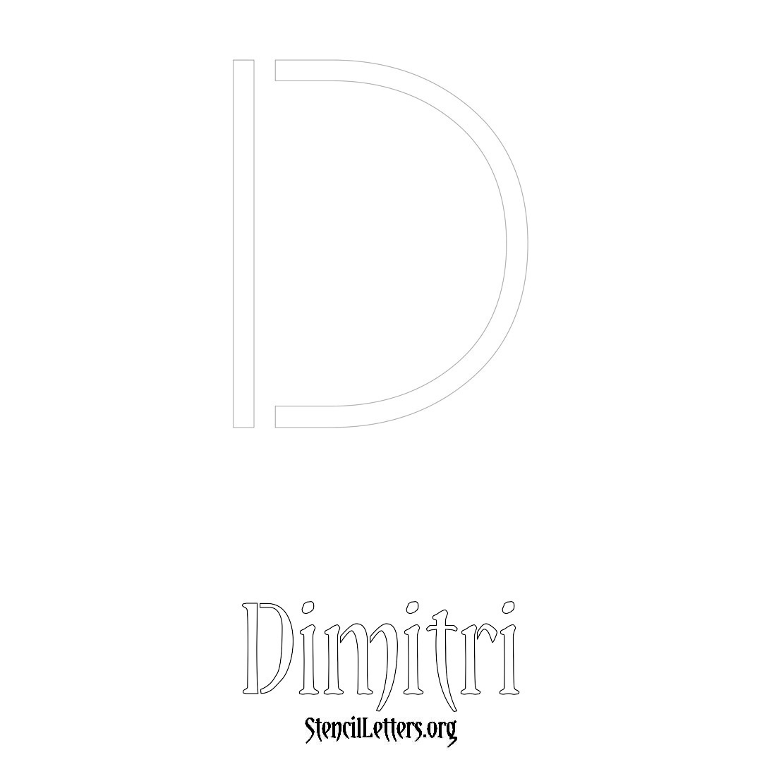 Dimitri printable name initial stencil in Simple Elegant Lettering