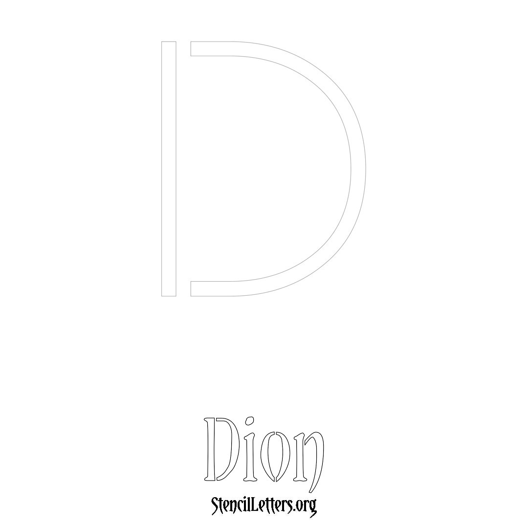 Dion printable name initial stencil in Simple Elegant Lettering