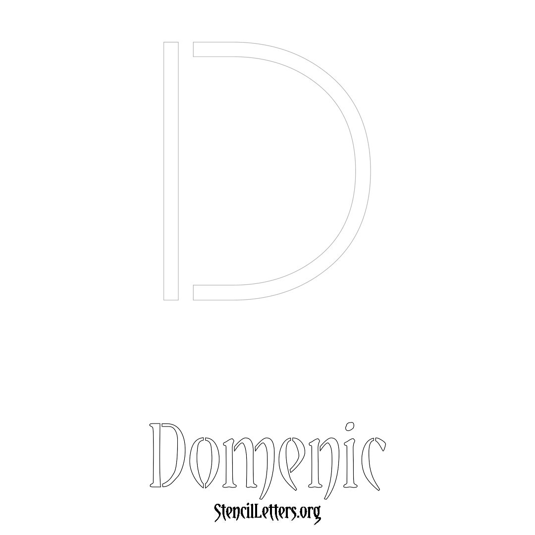 Domenic printable name initial stencil in Simple Elegant Lettering