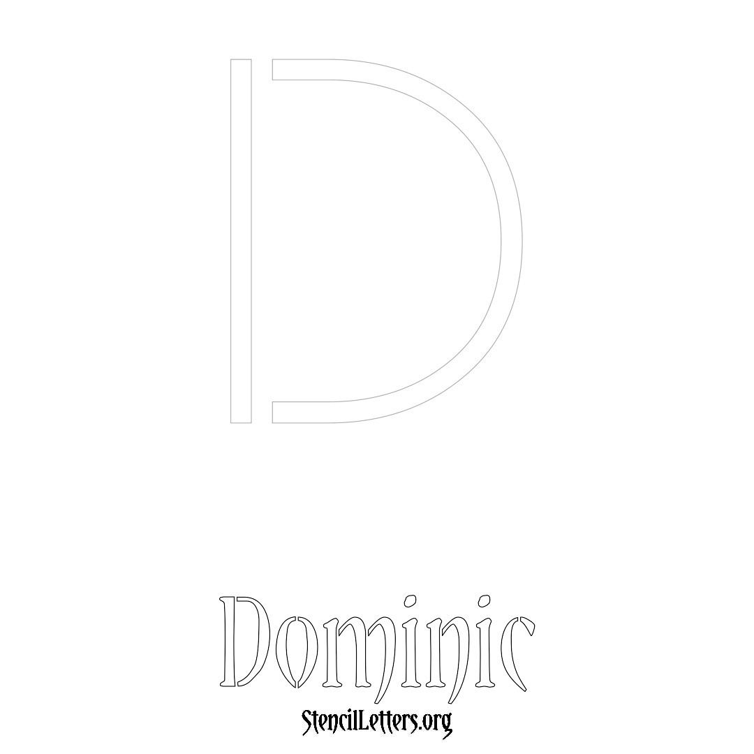 Dominic printable name initial stencil in Simple Elegant Lettering
