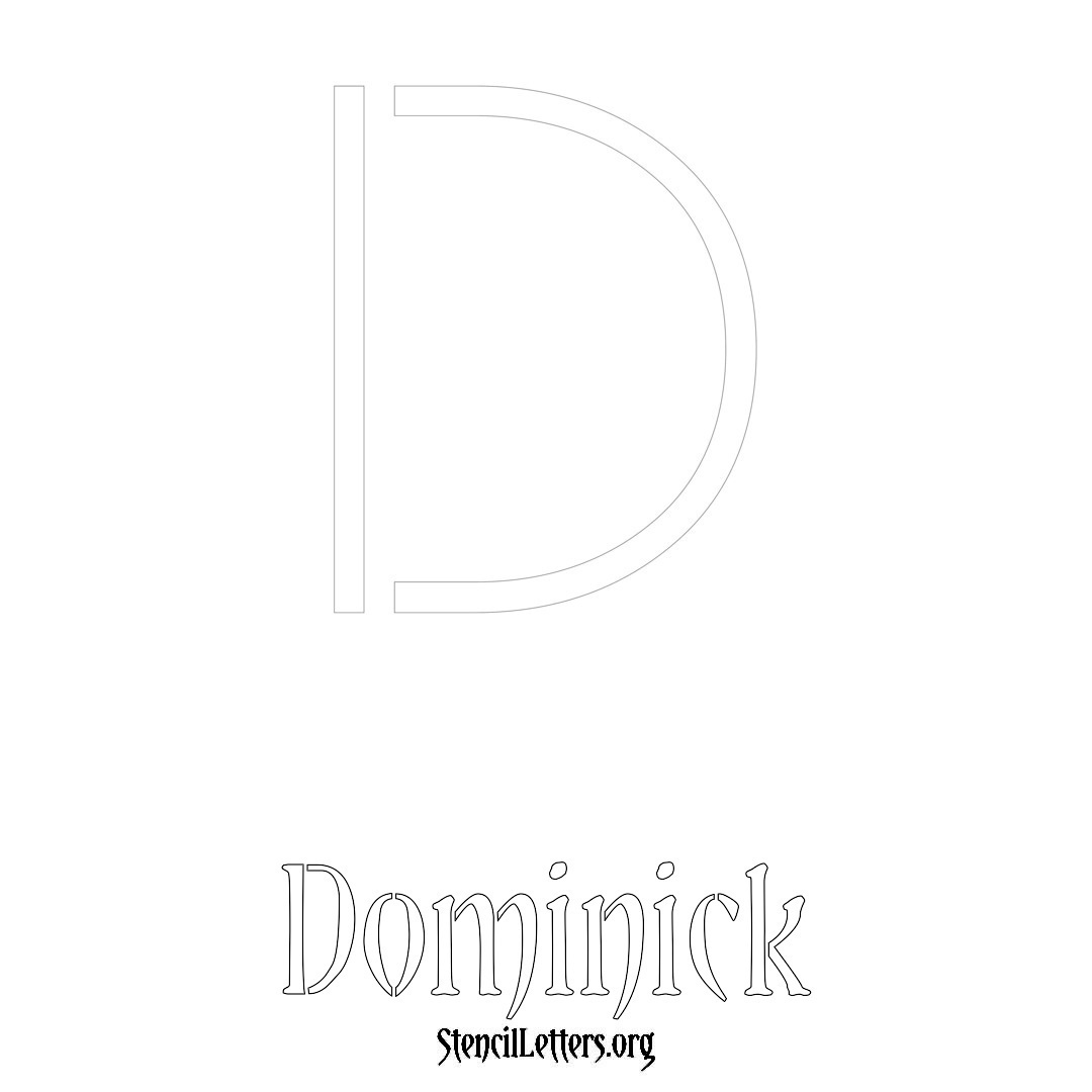 Dominick printable name initial stencil in Simple Elegant Lettering
