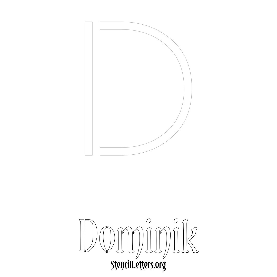 Dominik printable name initial stencil in Simple Elegant Lettering