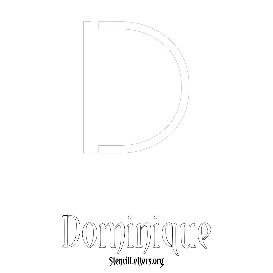 Dominique printable name initial stencil in Simple Elegant Lettering