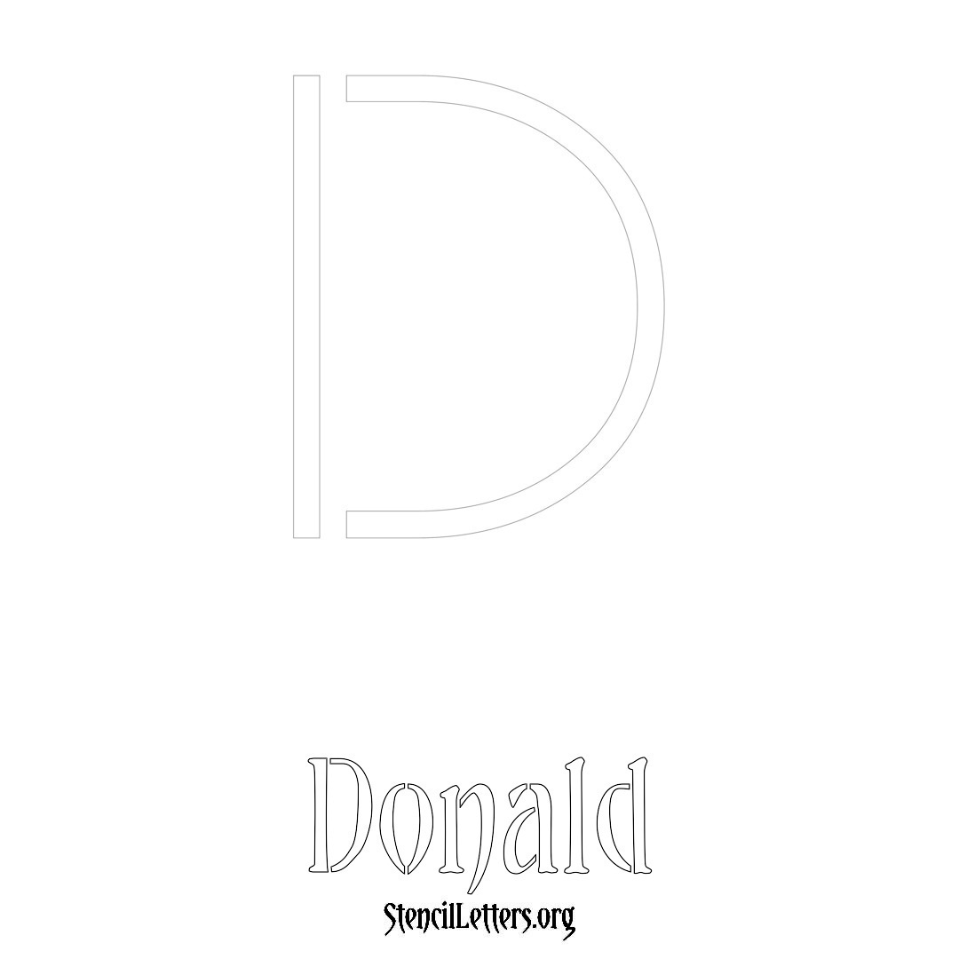 Donald printable name initial stencil in Simple Elegant Lettering