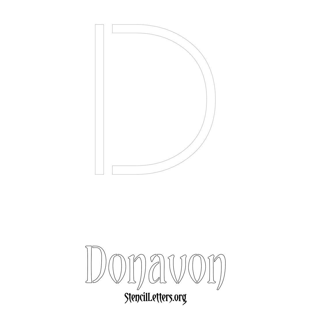 Donavon printable name initial stencil in Simple Elegant Lettering
