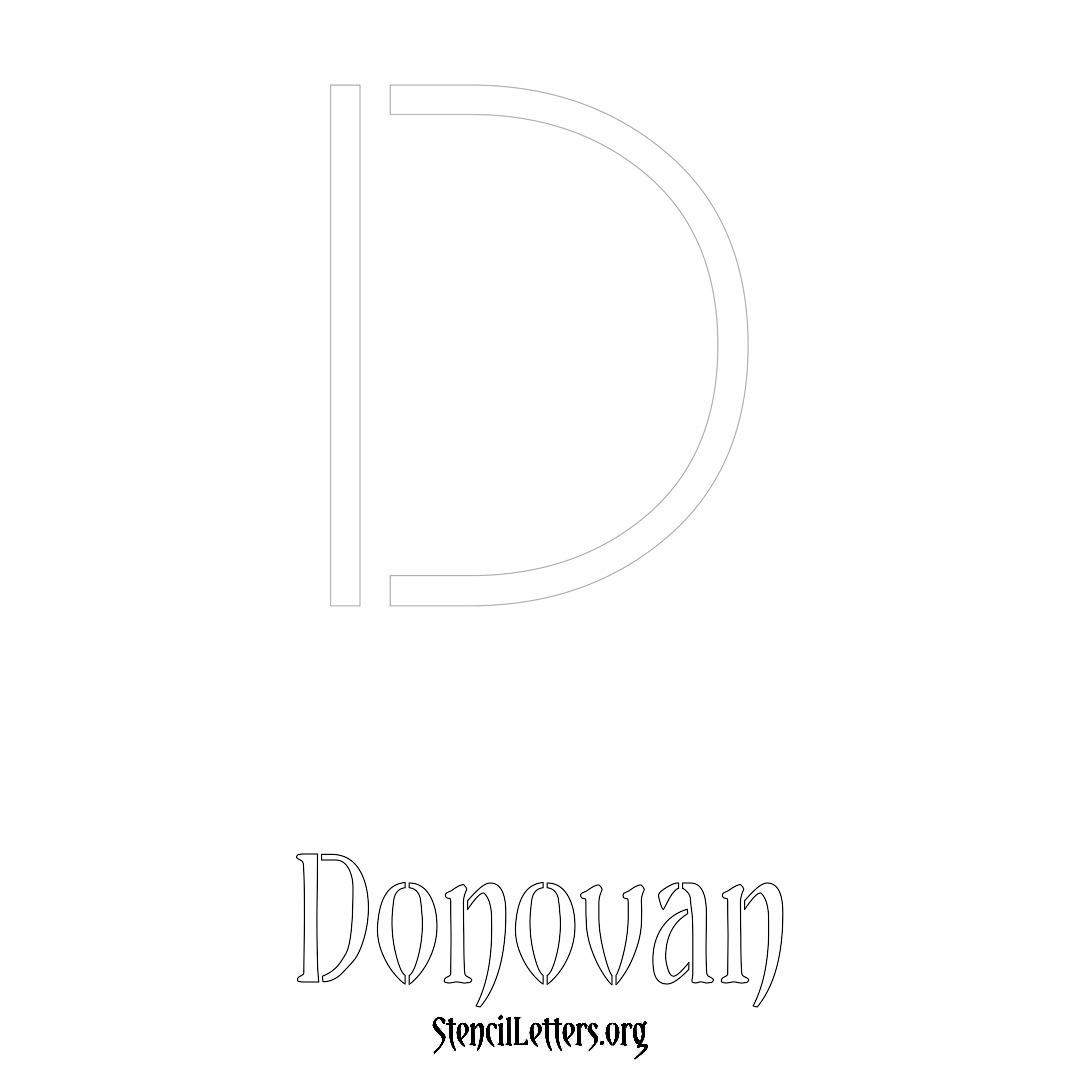 Donovan printable name initial stencil in Simple Elegant Lettering