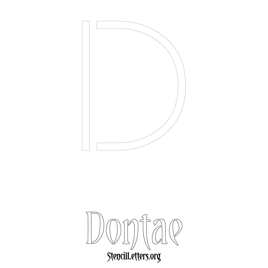 Dontae printable name initial stencil in Simple Elegant Lettering