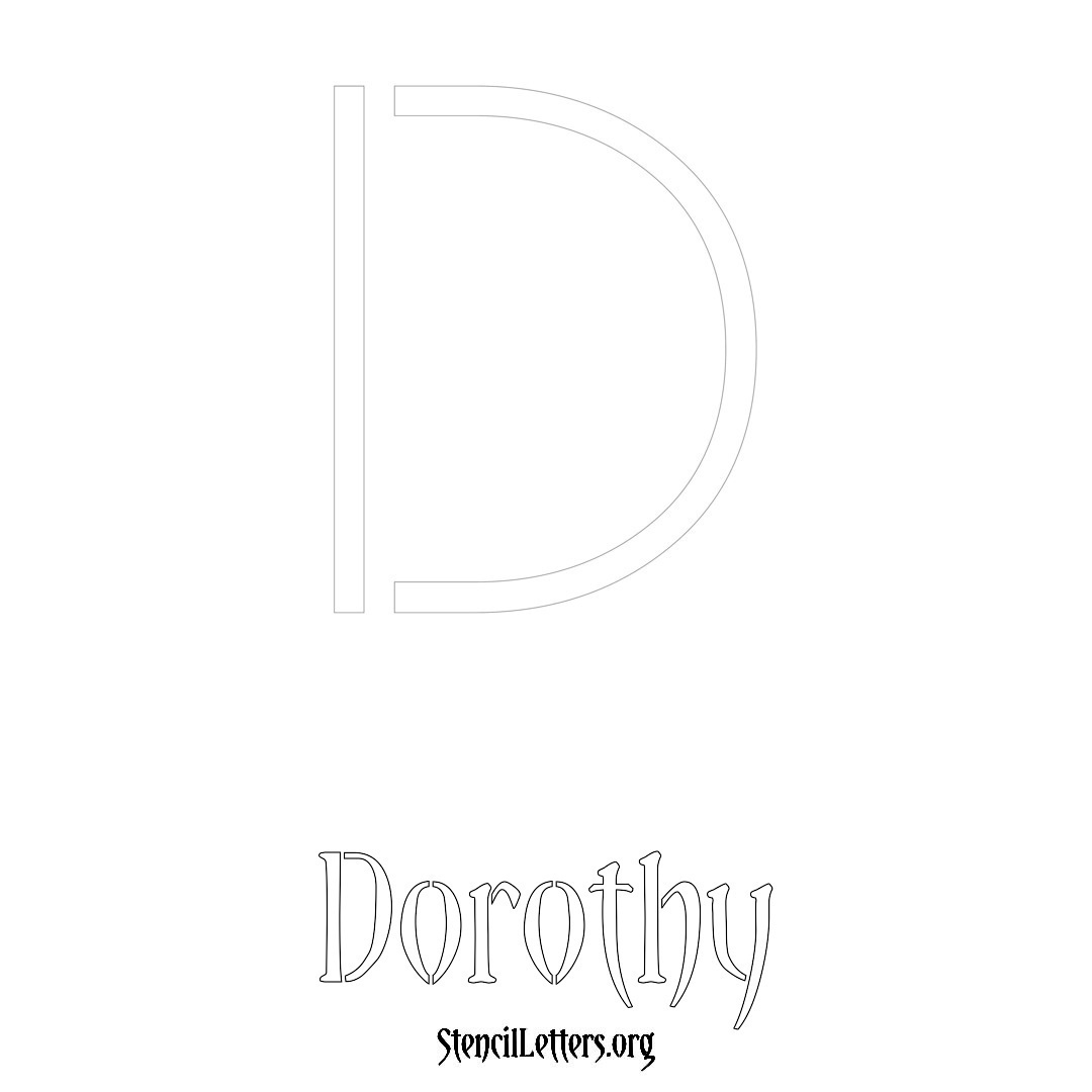 Dorothy printable name initial stencil in Simple Elegant Lettering