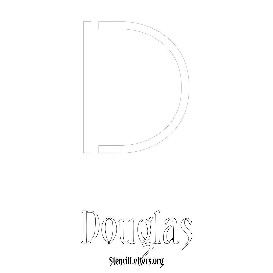 Douglas printable name initial stencil in Simple Elegant Lettering