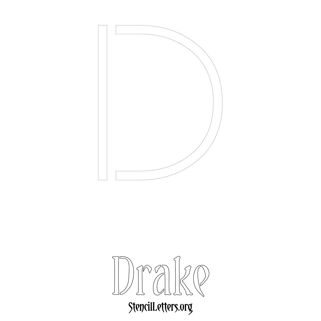 Drake printable name initial stencil in Simple Elegant Lettering