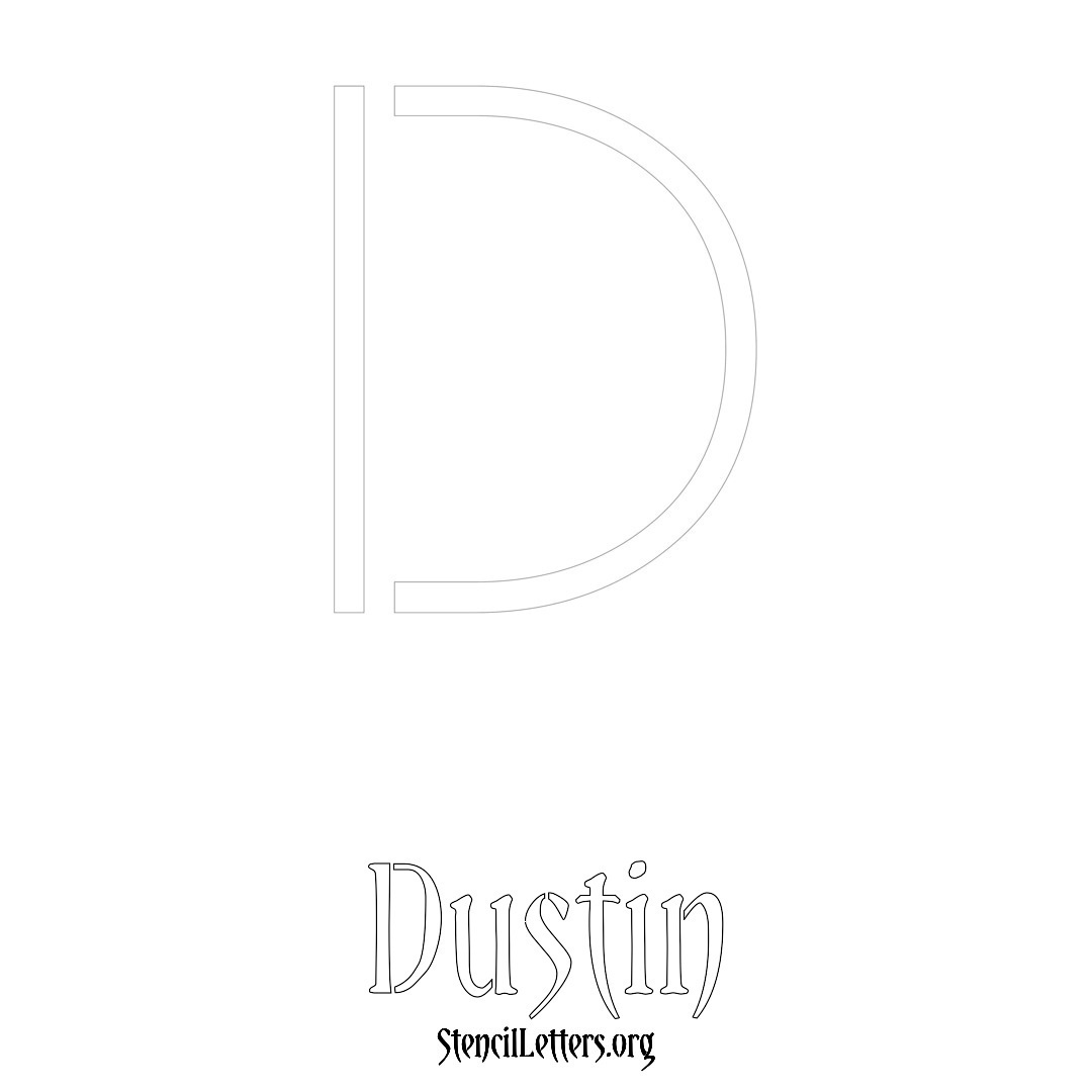 Dustin printable name initial stencil in Simple Elegant Lettering