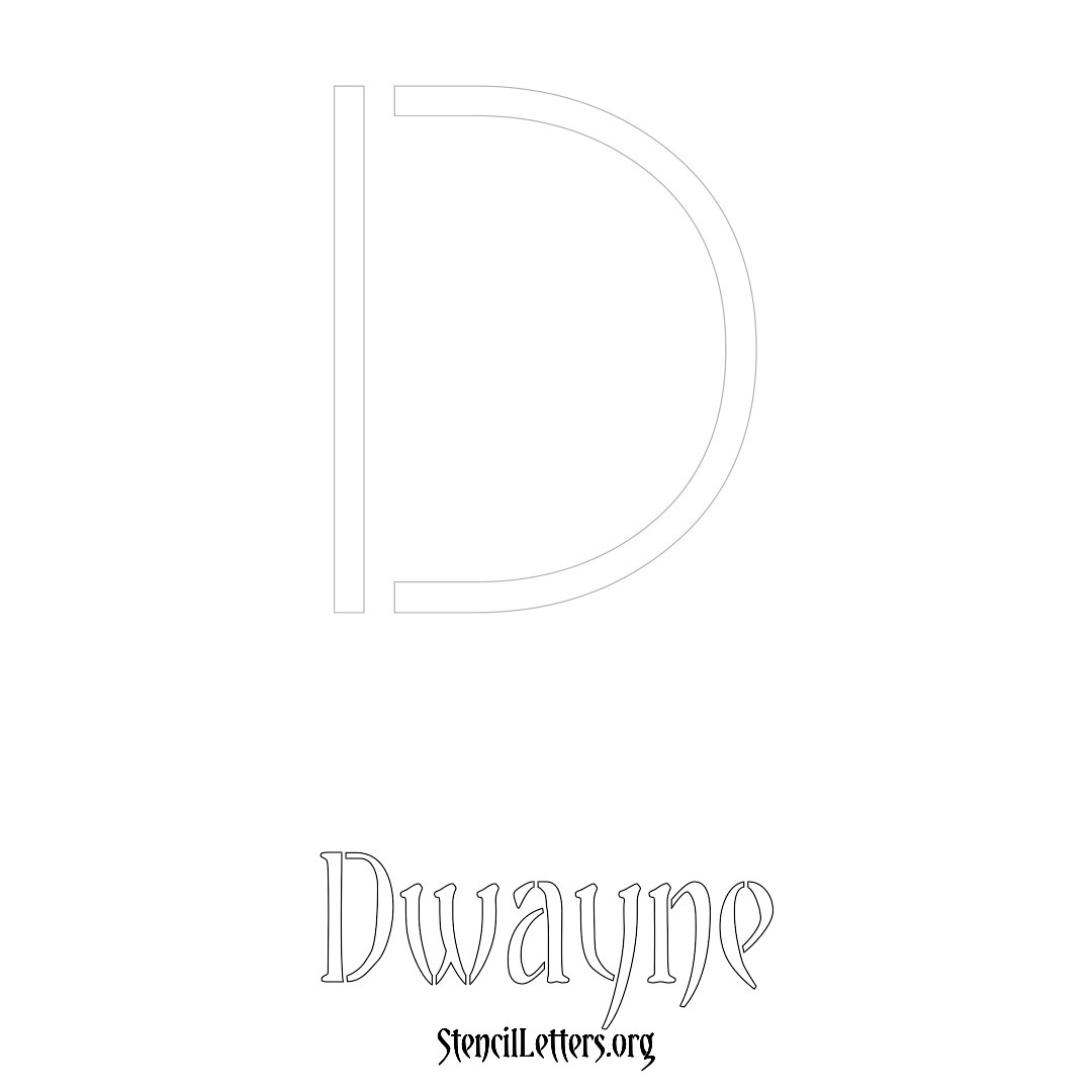 Dwayne printable name initial stencil in Simple Elegant Lettering