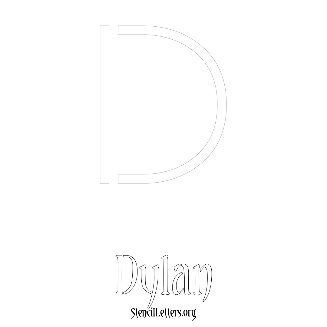 Dylan printable name initial stencil in Simple Elegant Lettering