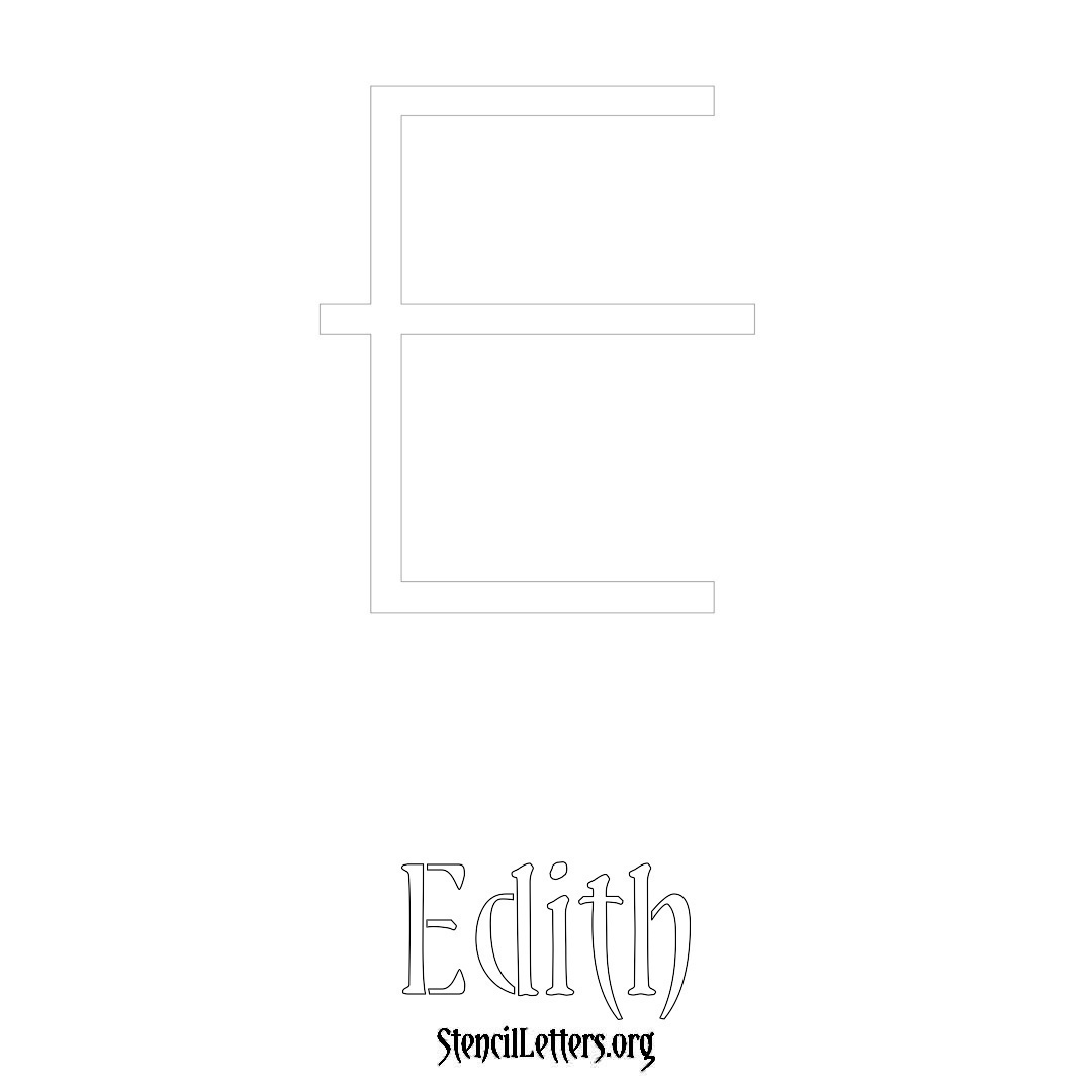 Edith printable name initial stencil in Simple Elegant Lettering