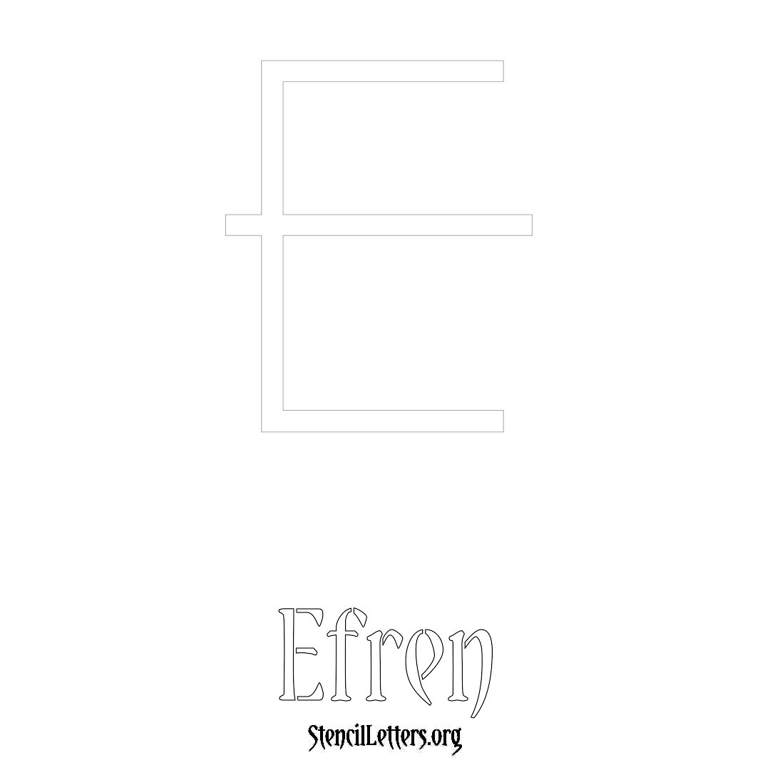 Efren printable name initial stencil in Simple Elegant Lettering