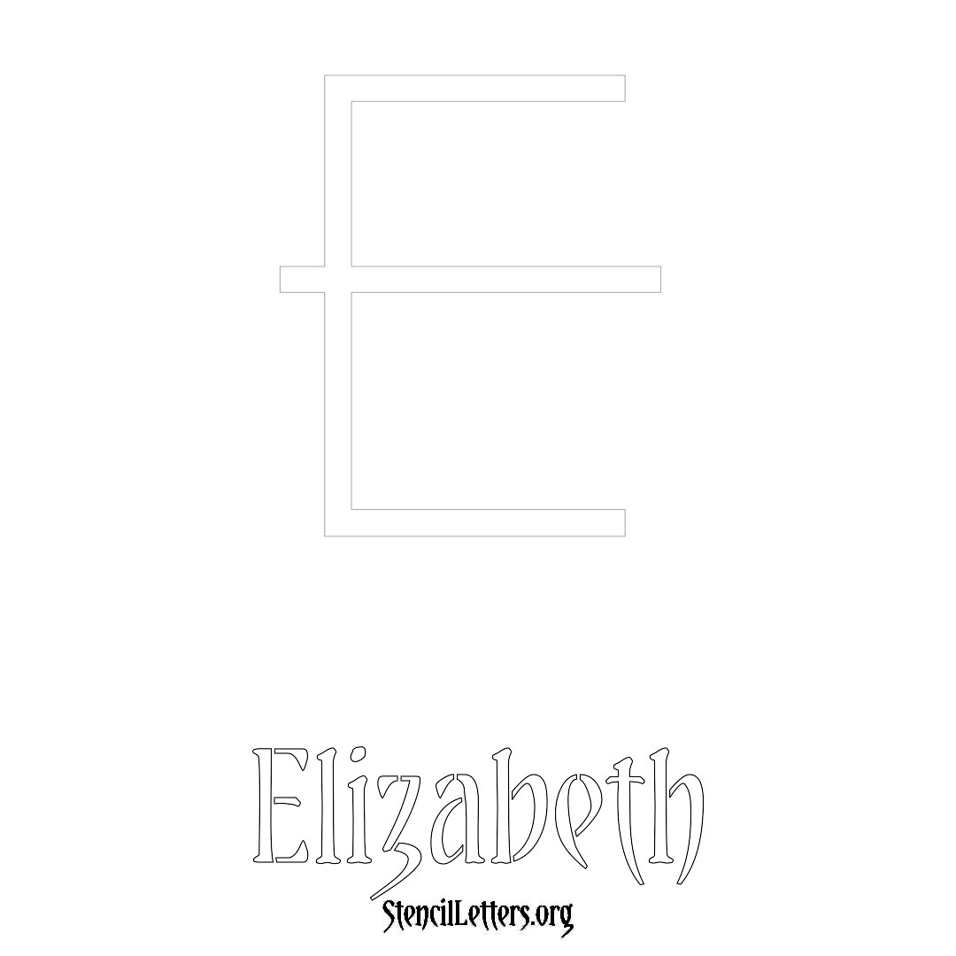 Elizabeth printable name initial stencil in Simple Elegant Lettering