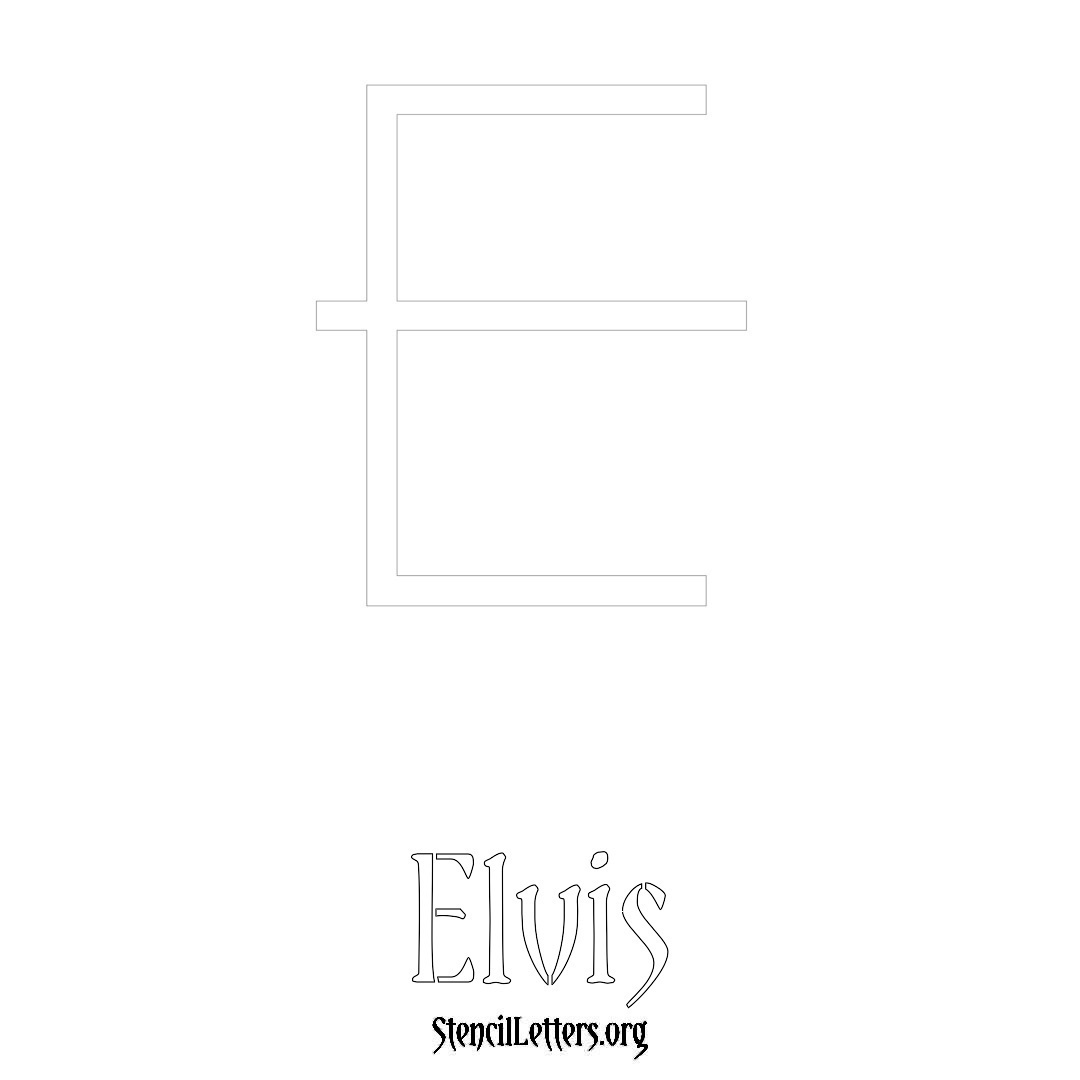 Elvis printable name initial stencil in Simple Elegant Lettering