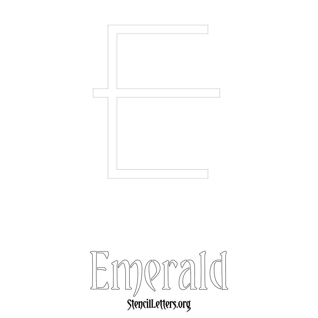 Emerald printable name initial stencil in Simple Elegant Lettering