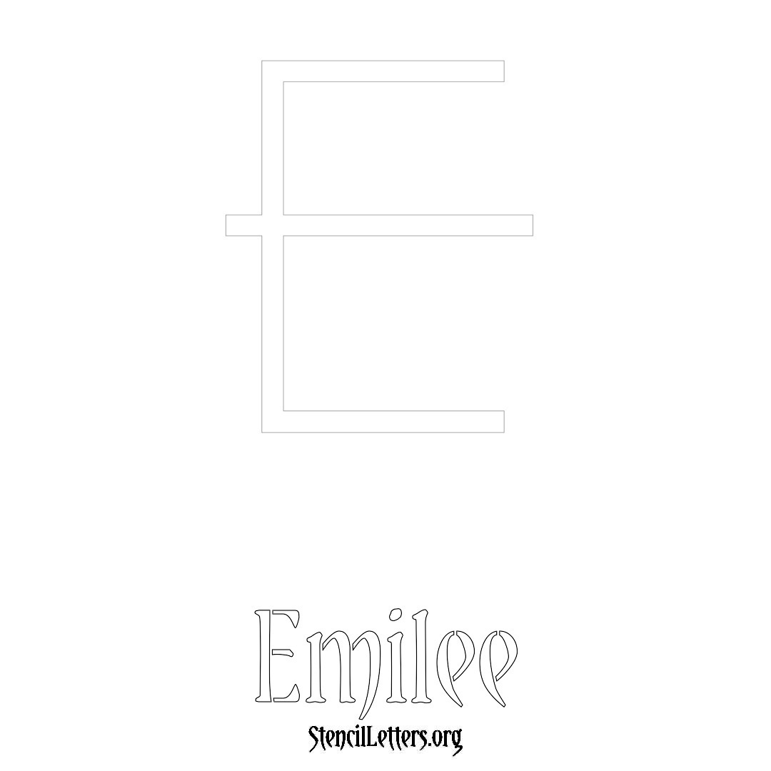 Emilee printable name initial stencil in Simple Elegant Lettering