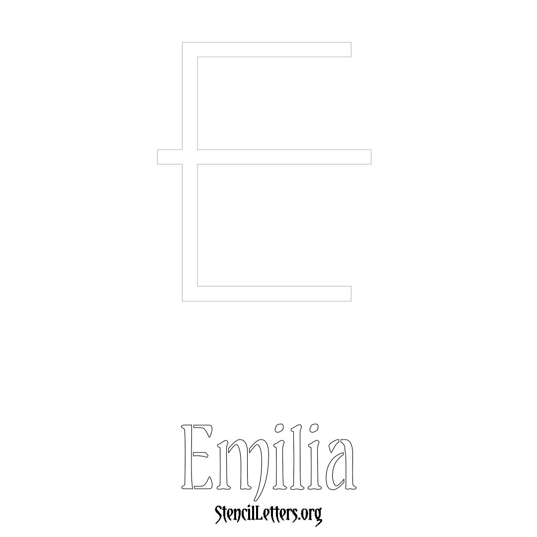 Emilia printable name initial stencil in Simple Elegant Lettering