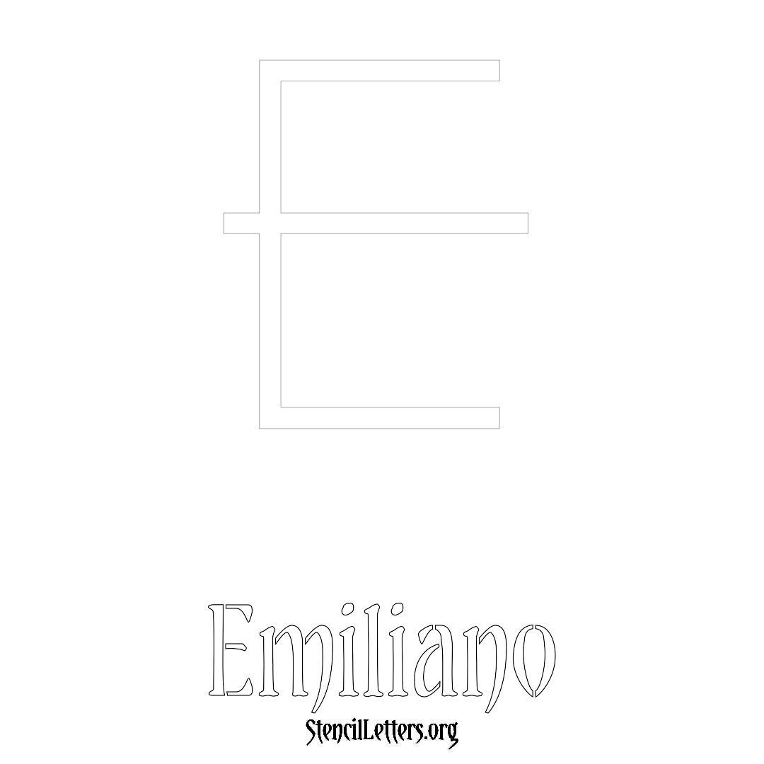 Emiliano printable name initial stencil in Simple Elegant Lettering