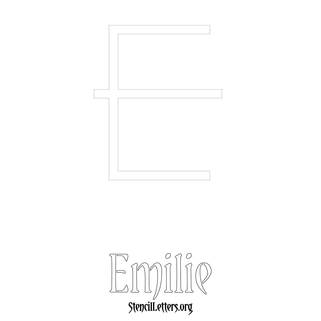 Emilie printable name initial stencil in Simple Elegant Lettering