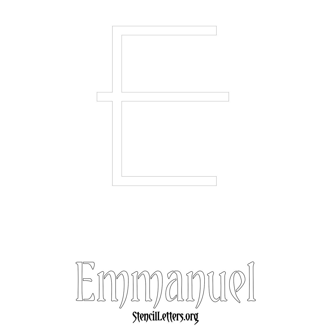 Emmanuel printable name initial stencil in Simple Elegant Lettering