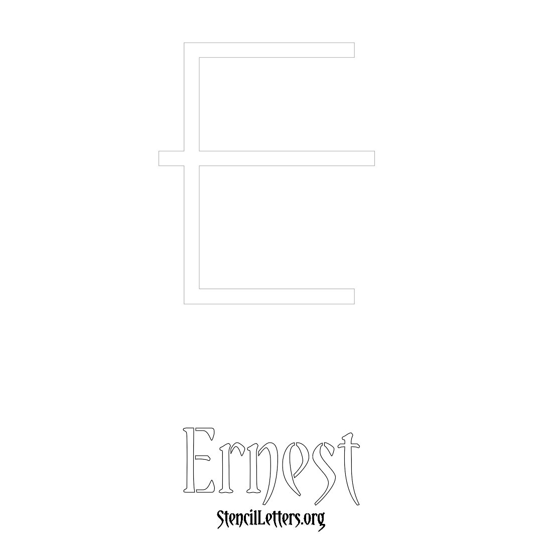 Ernest printable name initial stencil in Simple Elegant Lettering