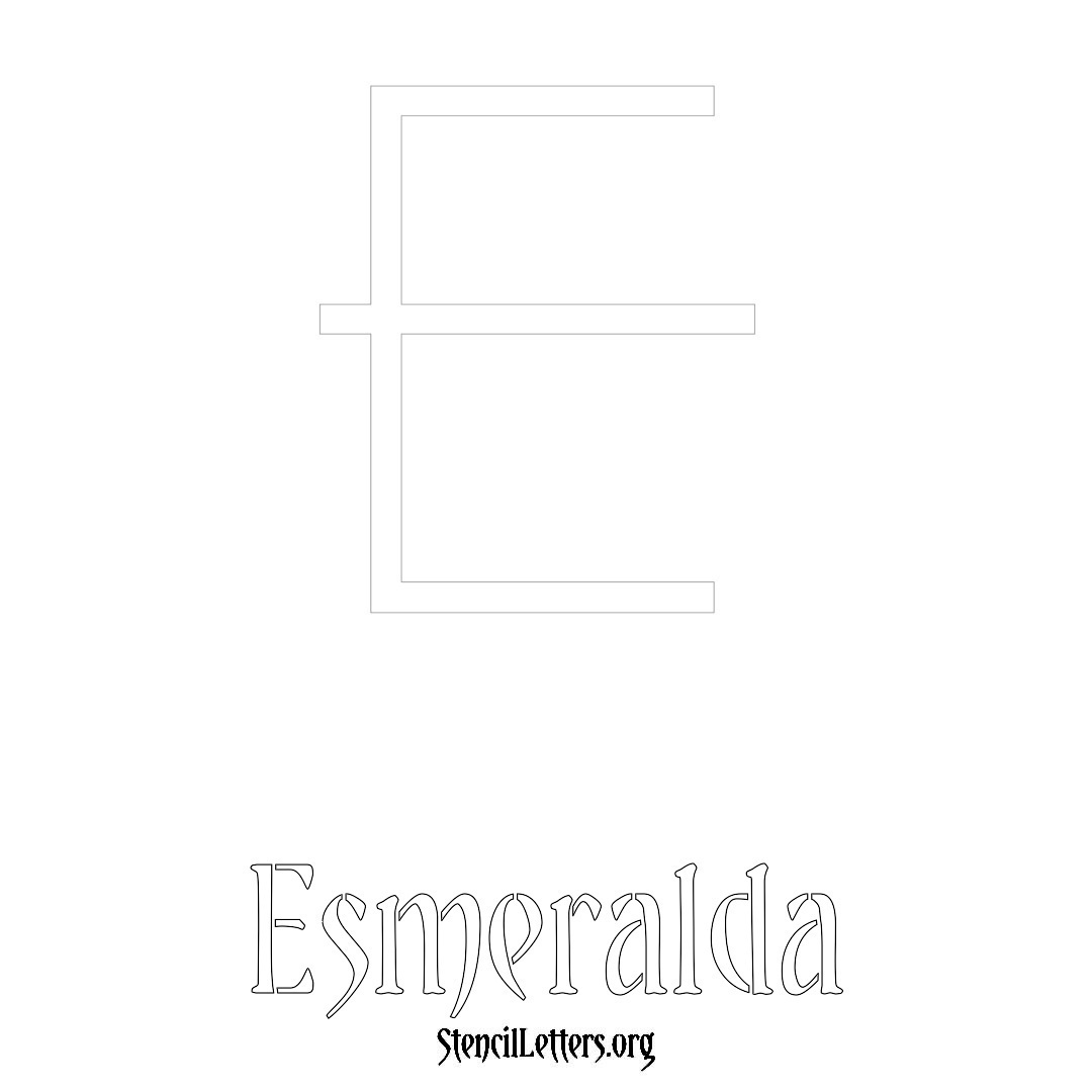 Esmeralda printable name initial stencil in Simple Elegant Lettering