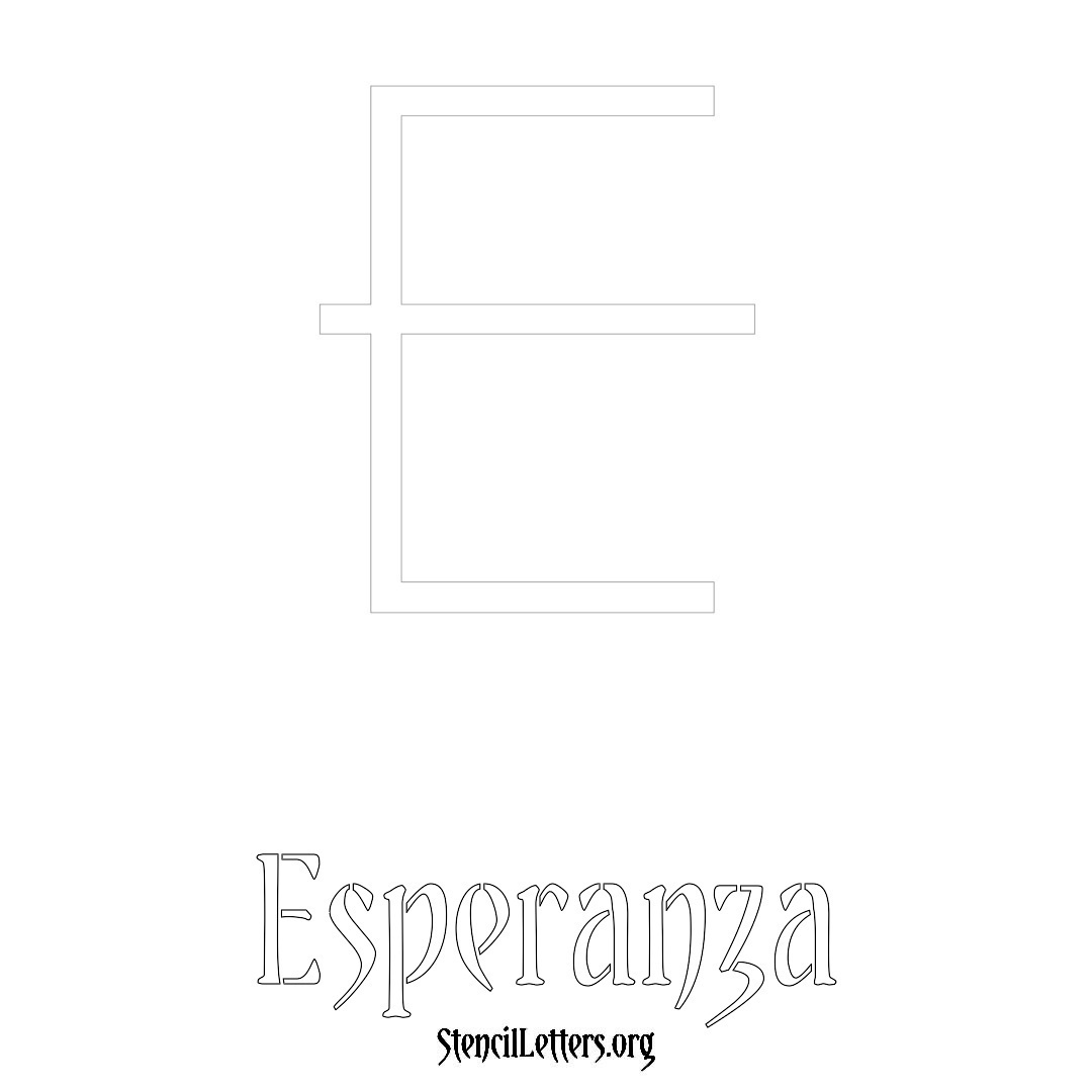 Esperanza printable name initial stencil in Simple Elegant Lettering