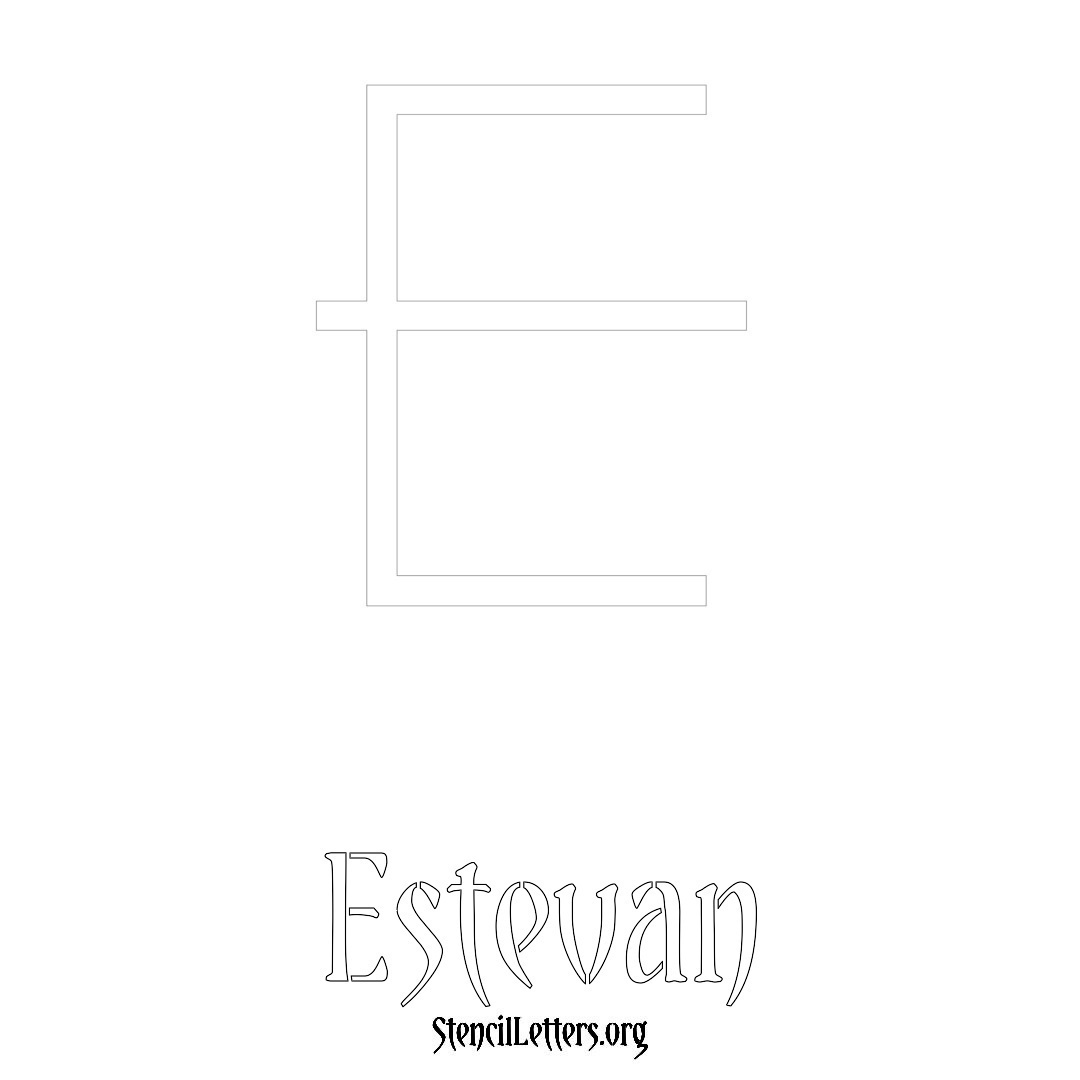 Estevan printable name initial stencil in Simple Elegant Lettering