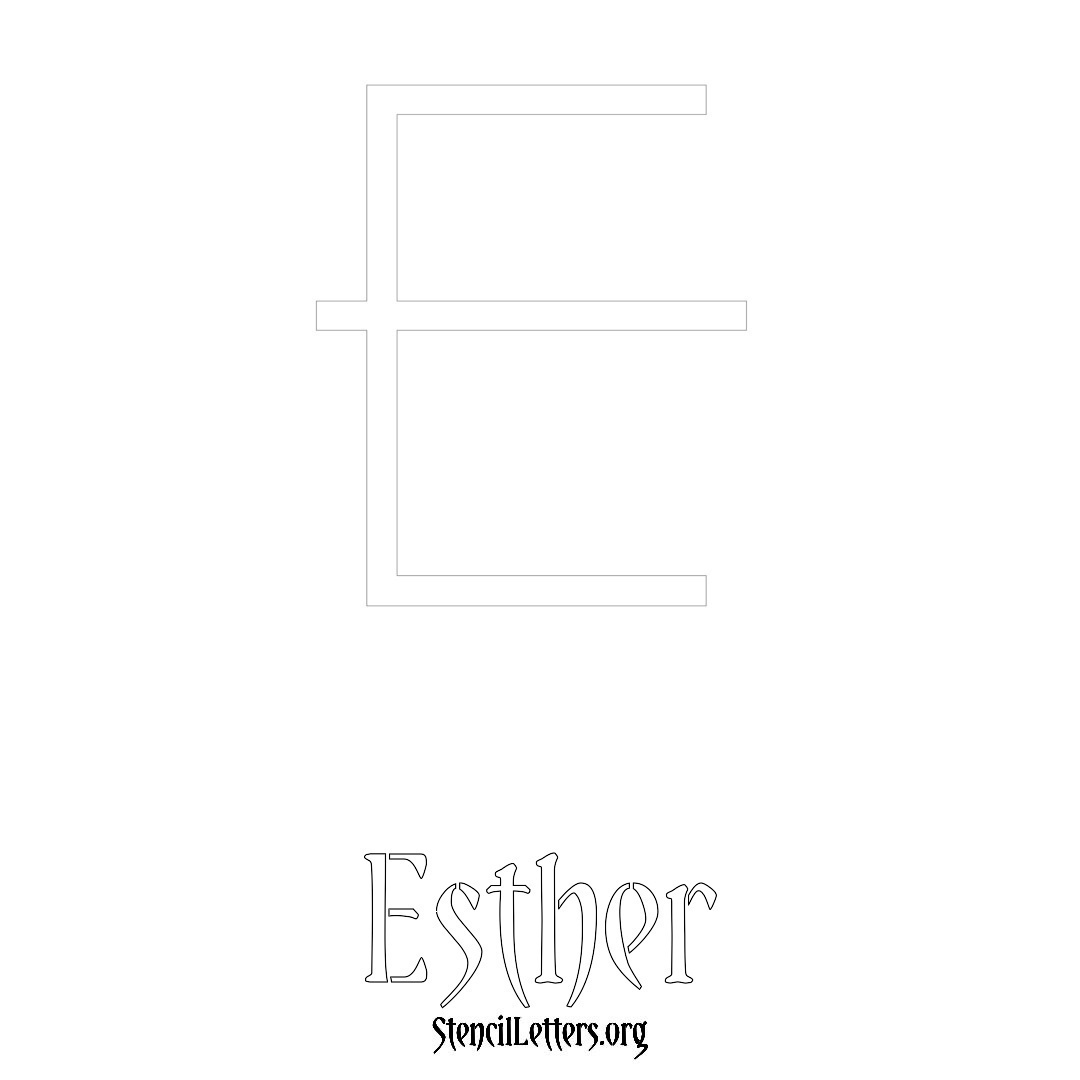 Esther printable name initial stencil in Simple Elegant Lettering