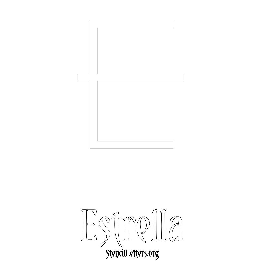Estrella printable name initial stencil in Simple Elegant Lettering