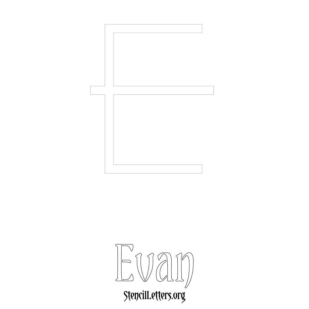 Evan printable name initial stencil in Simple Elegant Lettering