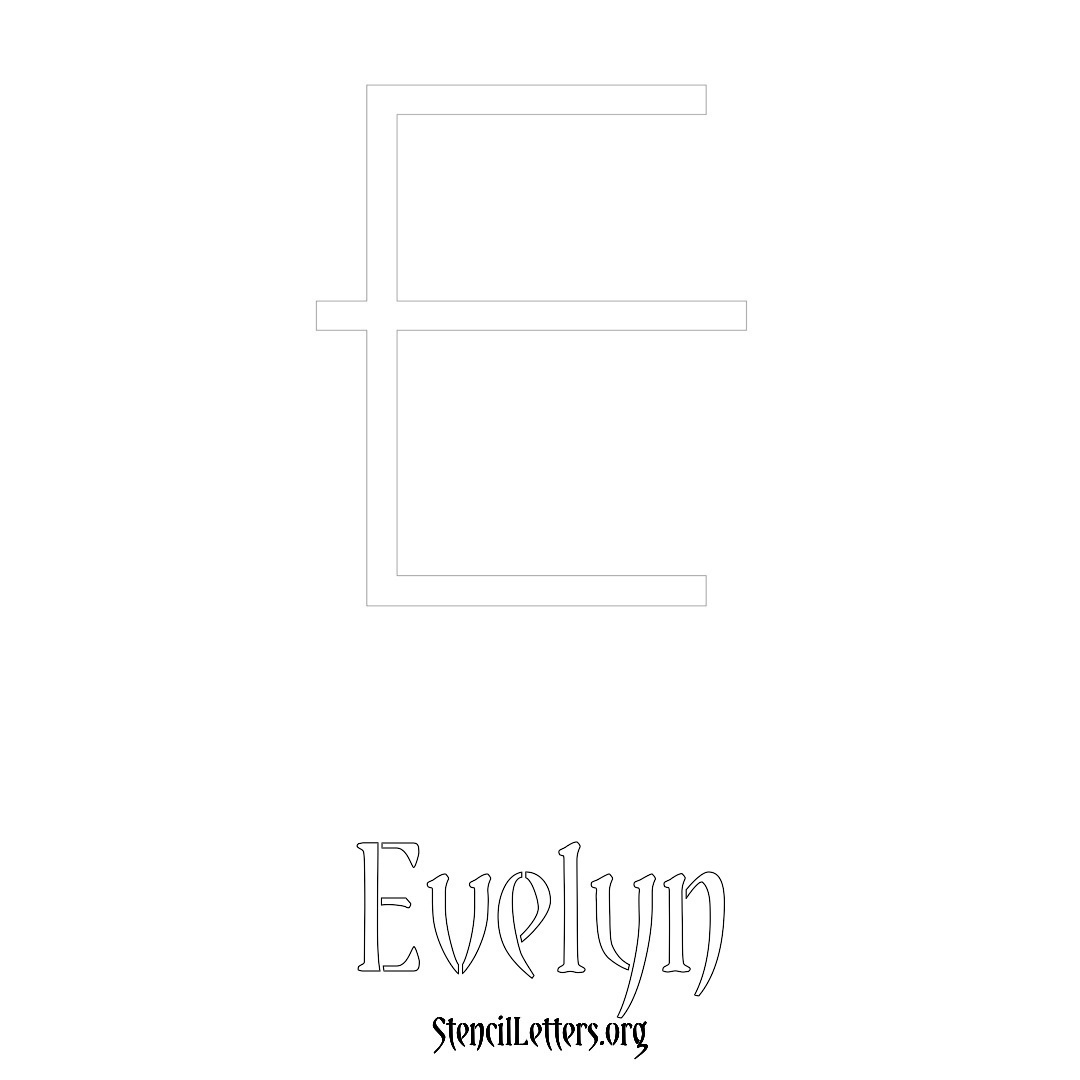 Evelyn printable name initial stencil in Simple Elegant Lettering