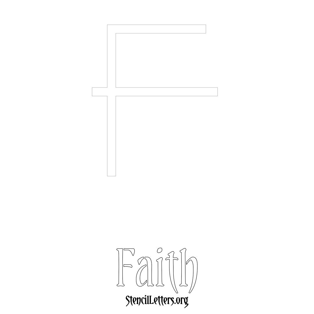 Faith printable name initial stencil in Simple Elegant Lettering