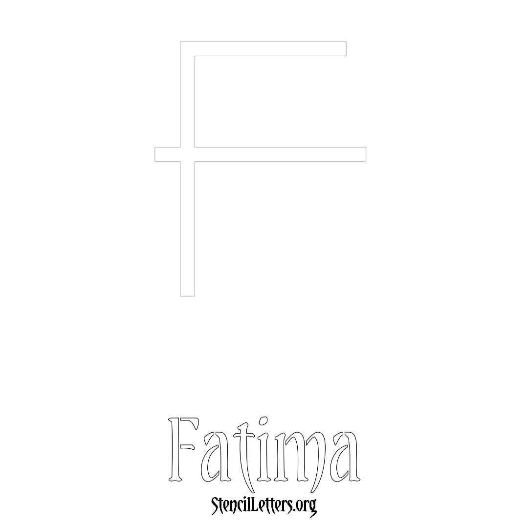 Fatima printable name initial stencil in Simple Elegant Lettering