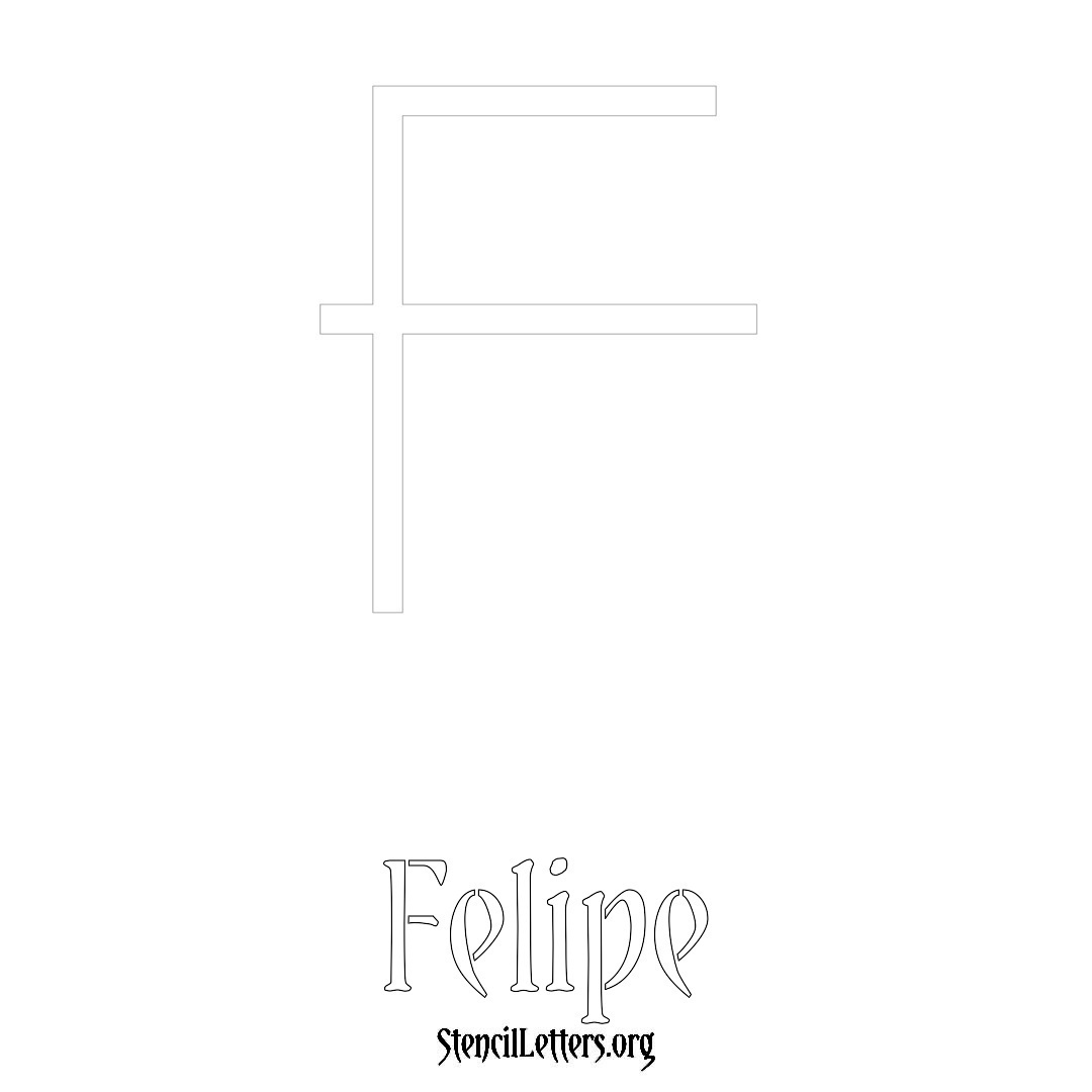 Felipe printable name initial stencil in Simple Elegant Lettering