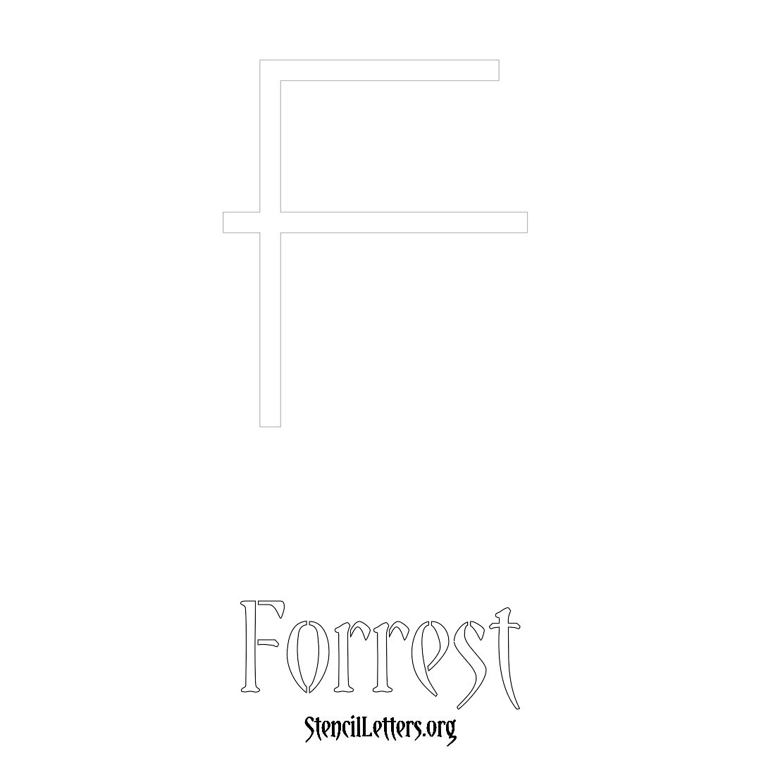 Forrest printable name initial stencil in Simple Elegant Lettering