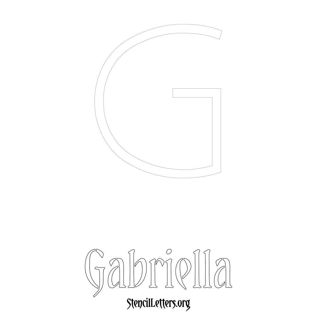 Gabriella printable name initial stencil in Simple Elegant Lettering