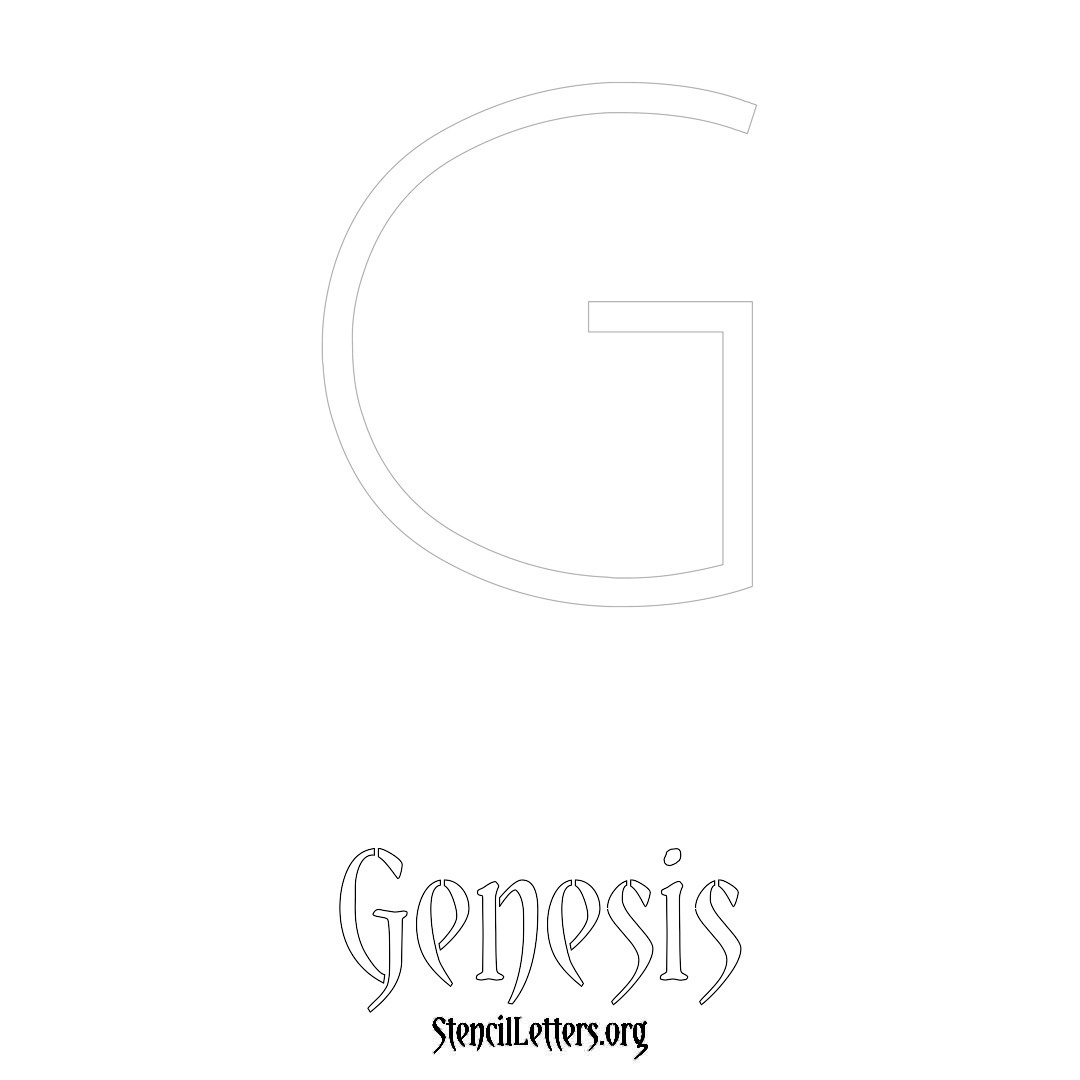 Genesis printable name initial stencil in Simple Elegant Lettering