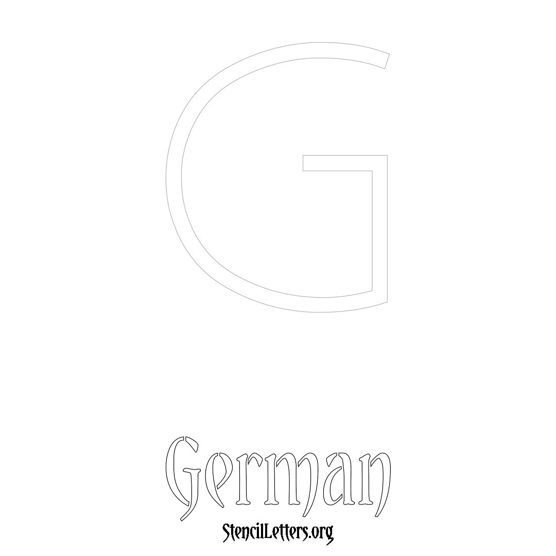 German printable name initial stencil in Simple Elegant Lettering