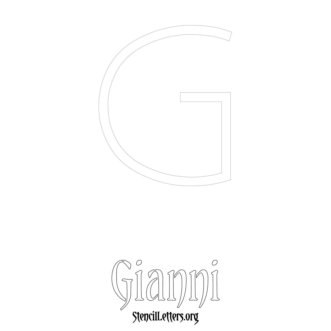 Gianni printable name initial stencil in Simple Elegant Lettering