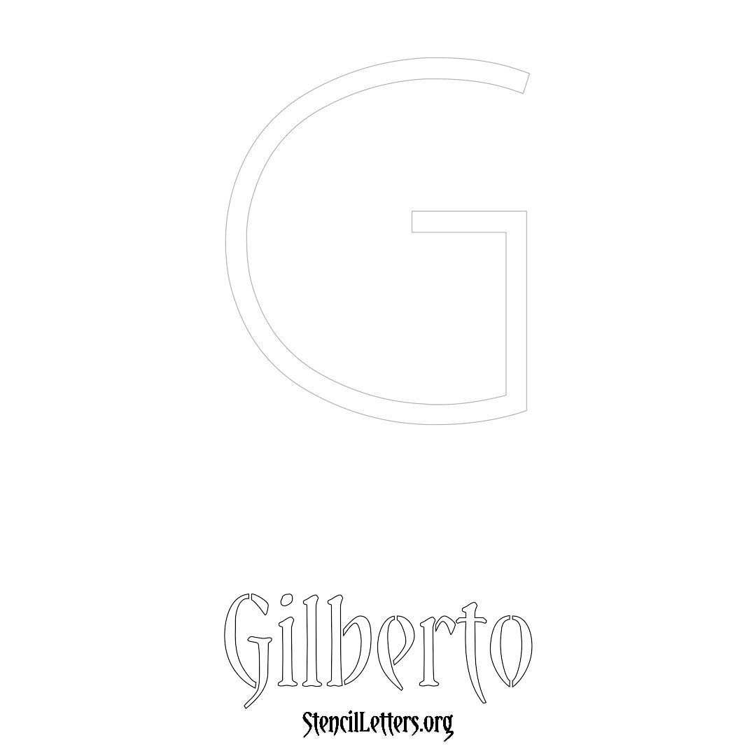 Gilberto printable name initial stencil in Simple Elegant Lettering