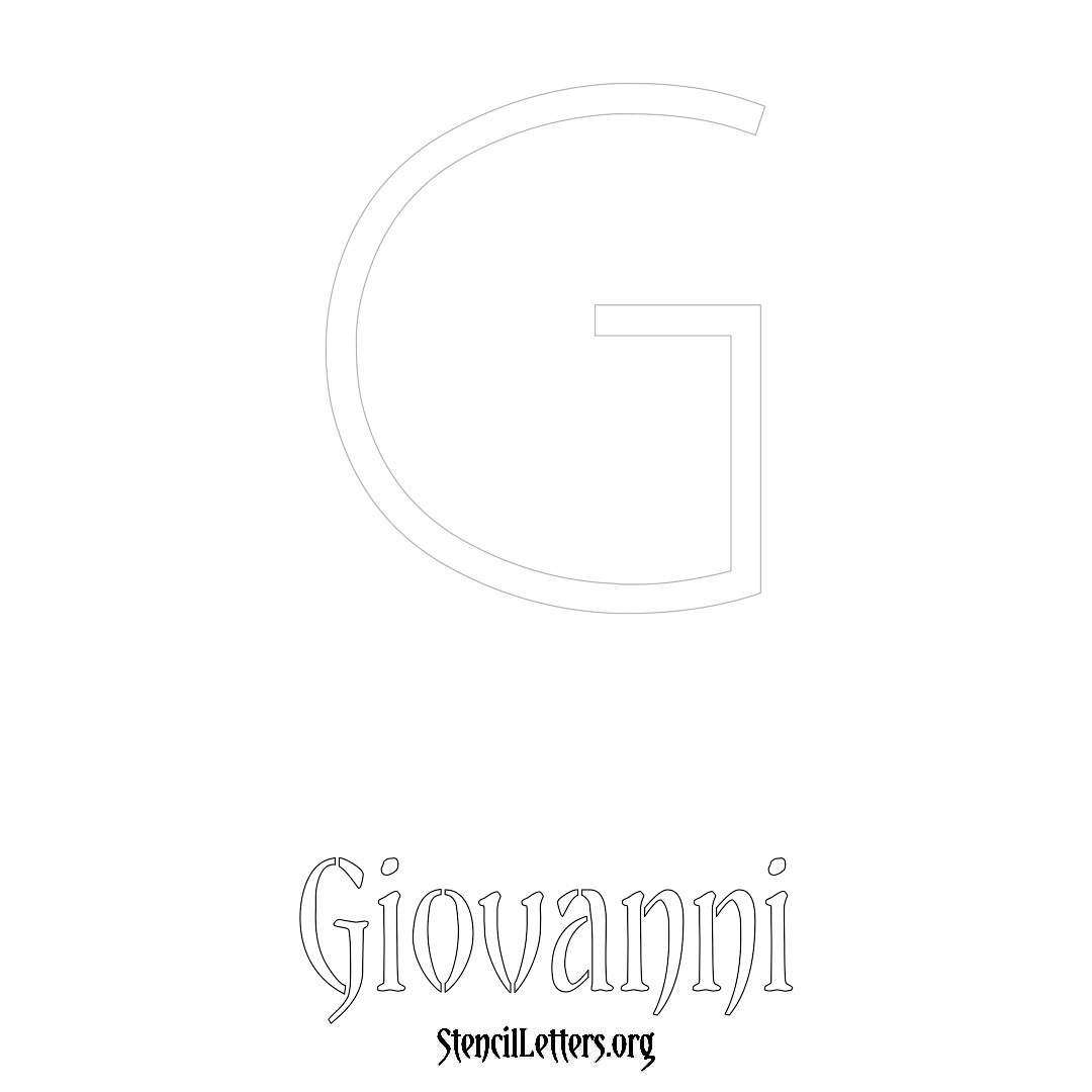 Giovanni printable name initial stencil in Simple Elegant Lettering