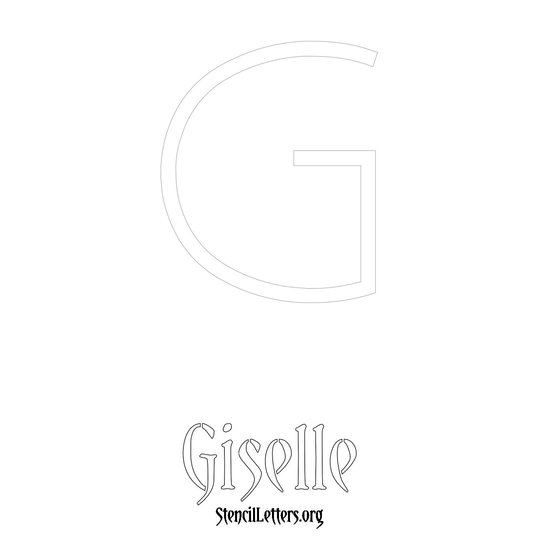 Giselle printable name initial stencil in Simple Elegant Lettering