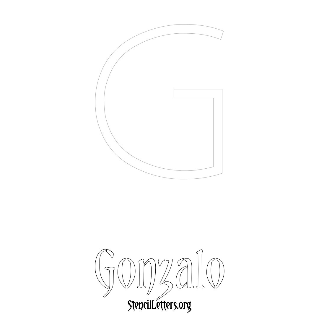 Gonzalo printable name initial stencil in Simple Elegant Lettering
